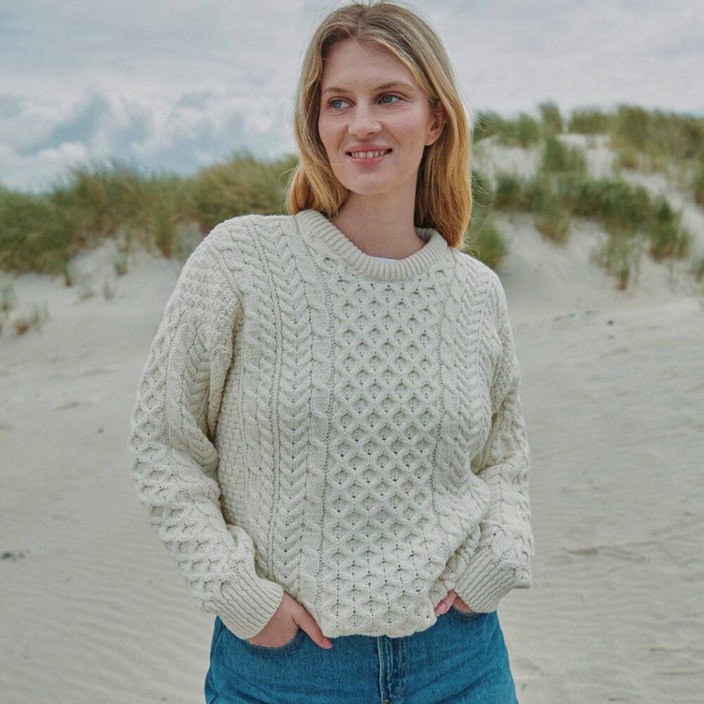 Traditional Irish Wool Sweater For Women - Natural