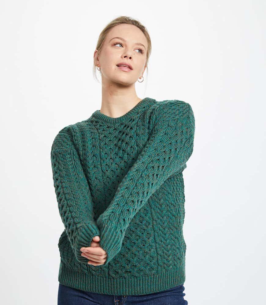 Traditional Irish Wool Sweater For Women - Green