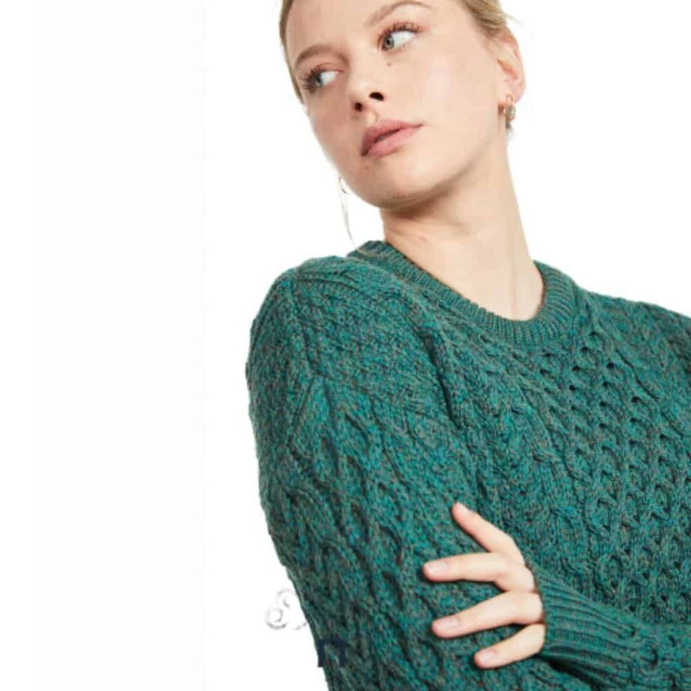 Traditional Irish Wool Sweater For Women - Green