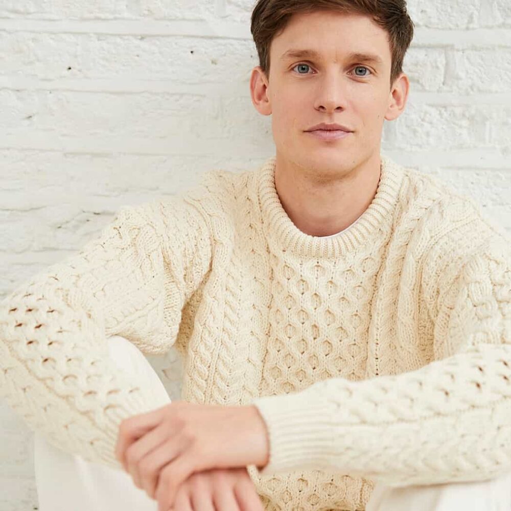 Irish Wool Sweater For Men - Natural