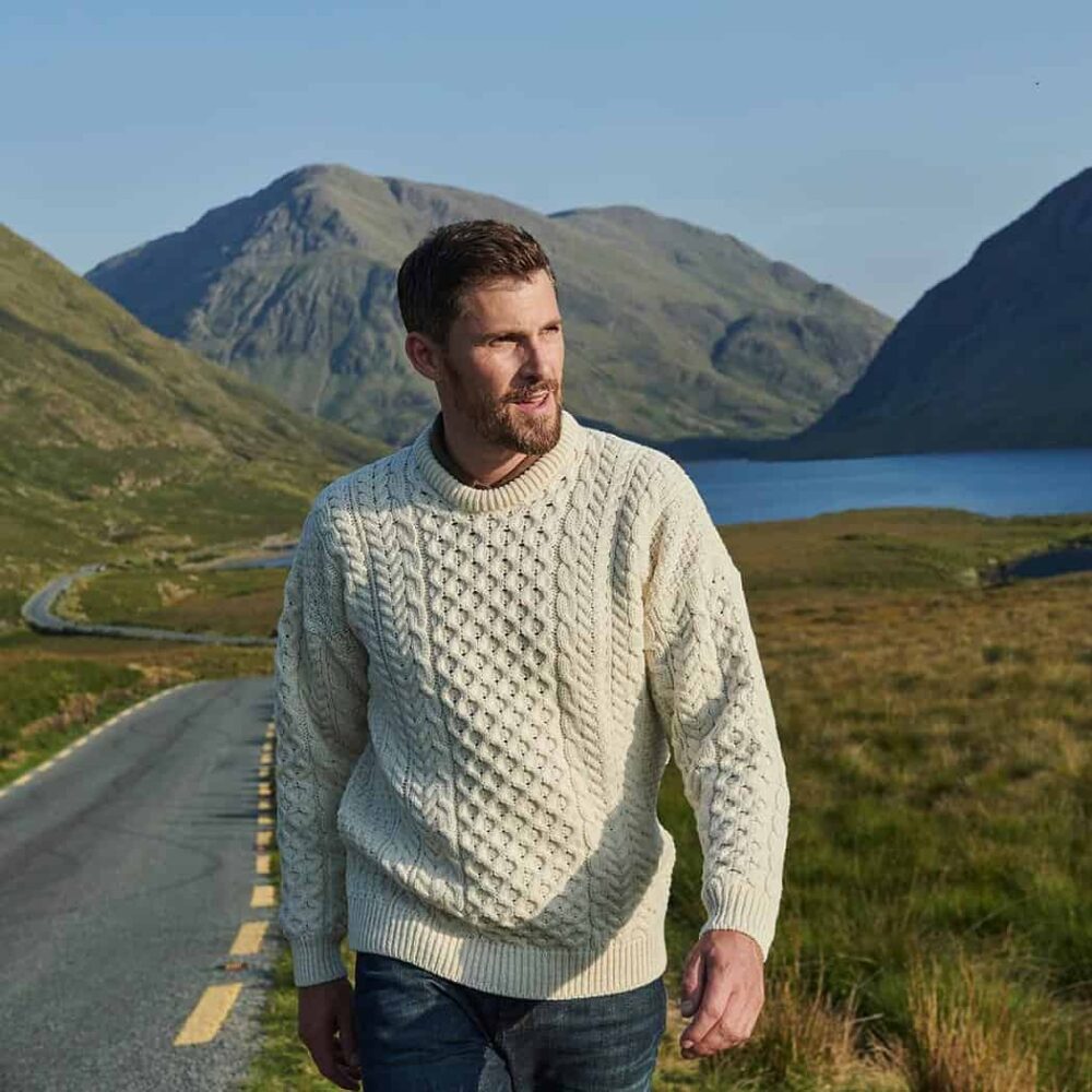 Irish Wool Sweater For Men - Natural