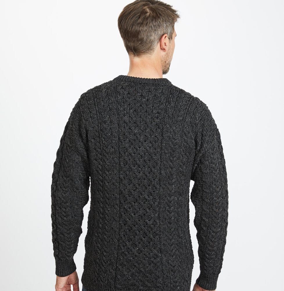 Traditional Irish Wool Aran Fisherman Sweater - Charcoal Gray