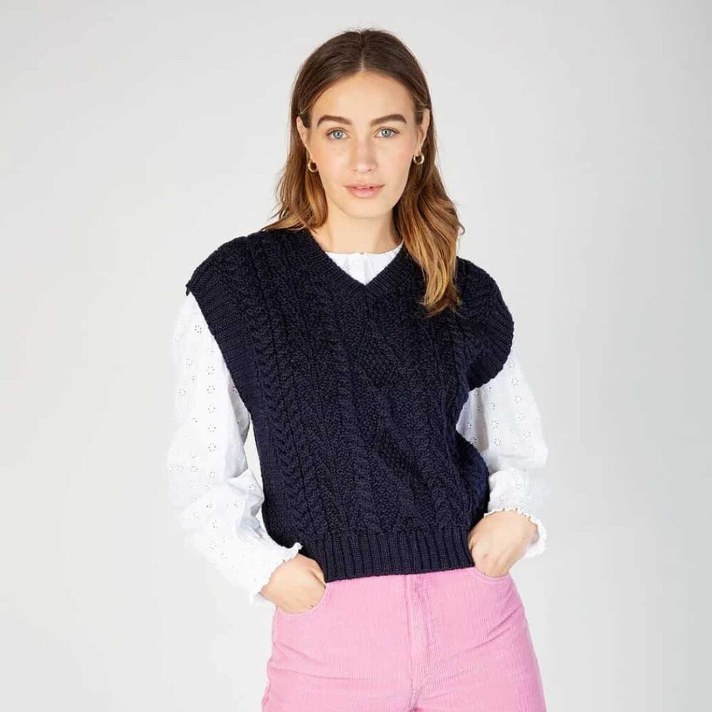 Ladies' V-Neck Diamond Vest - Blue