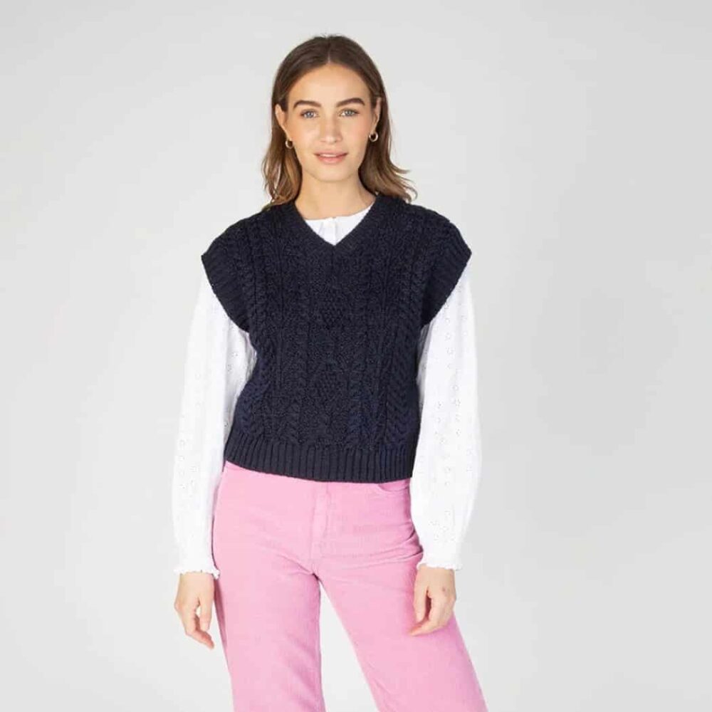 Ladies' V-Neck Diamond Vest - Blue