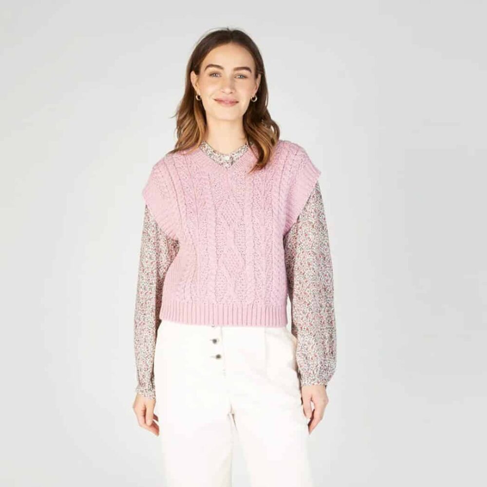 Ladies' V-Neck Diamond Vest - Pink