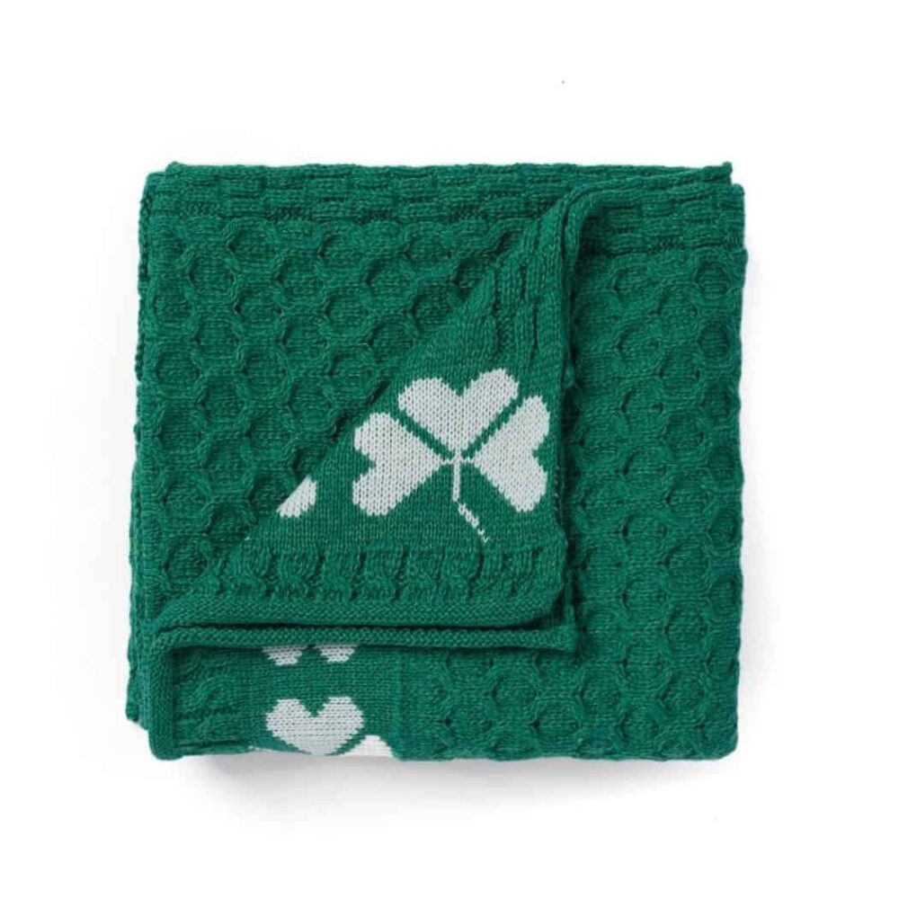 Irish Wool Shamrock Throw Blanket - Green