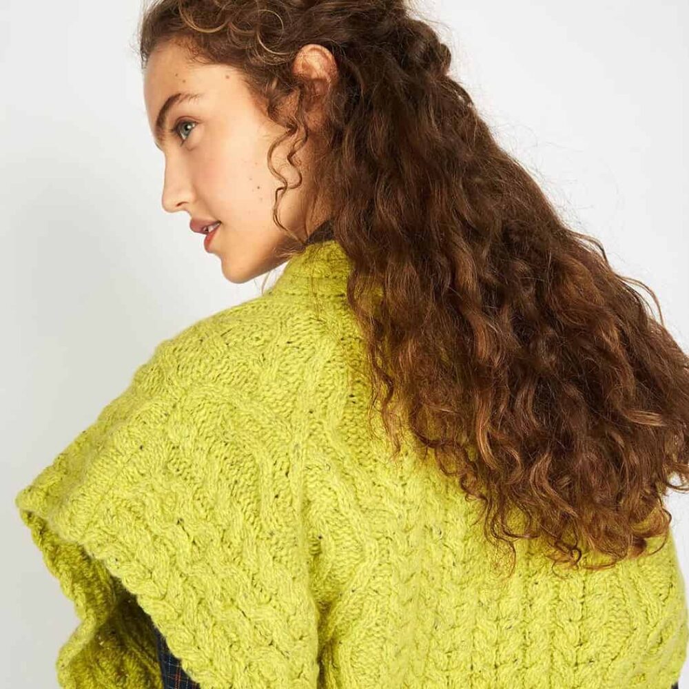 Cable Knit Sweater Vest - Chartreuse