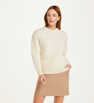 Women's Traditional Irish Wool Sweater - Natural