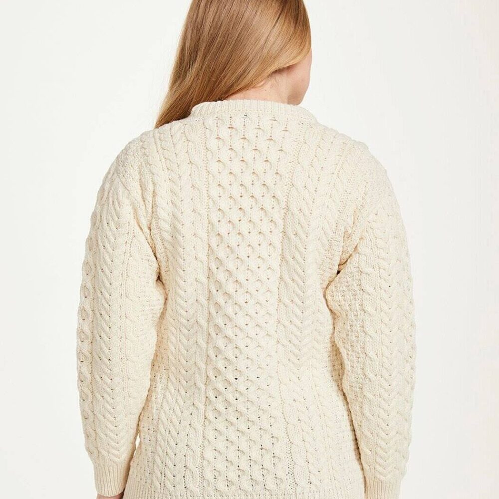 Women's Traditional Irish Wool Sweater - Natural