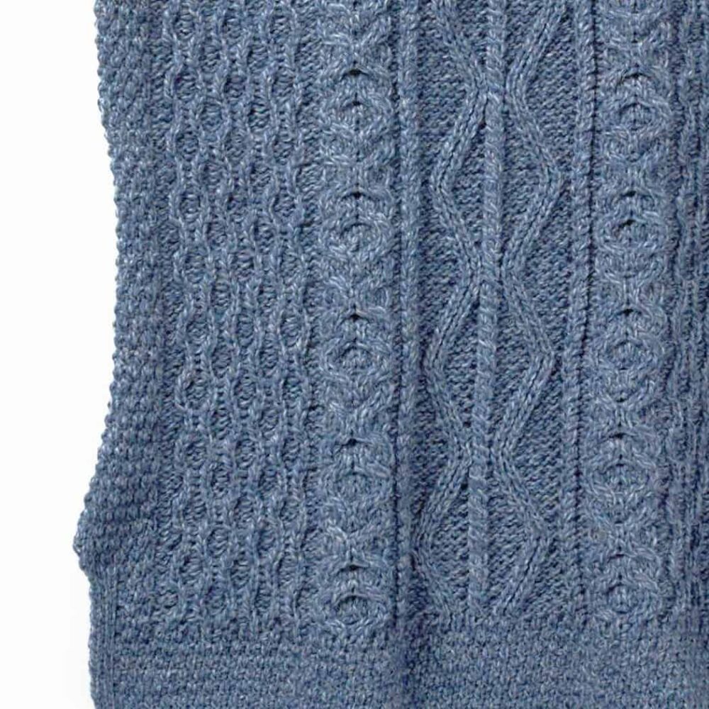 Ladies' Aran V-Neck Sweater Vest - Blue