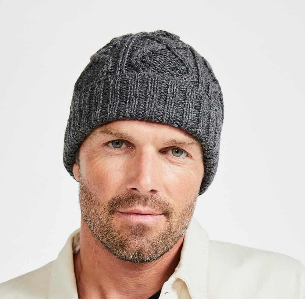 Diamond Cable Knit Hat - Gray