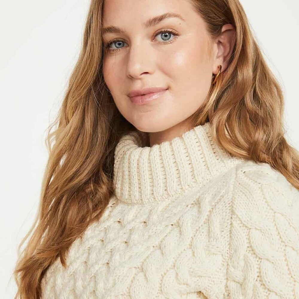 Ladies Crew Neck Soft Merino Sweater - Natural