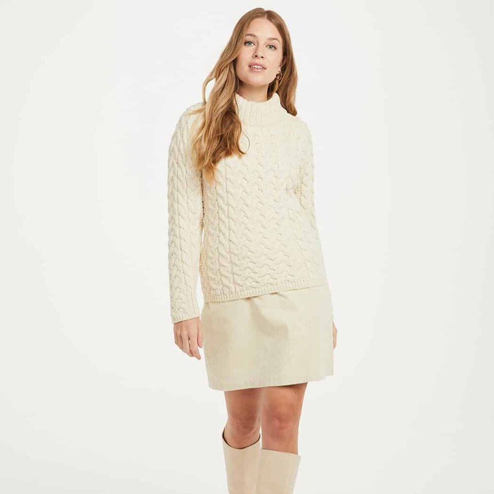 Ladies Crew Neck Soft Merino Sweater - Natural