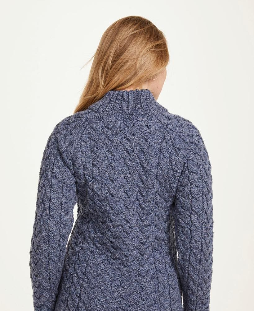 Ladies Crew Neck Soft Merino Sweater - Blue Marl
