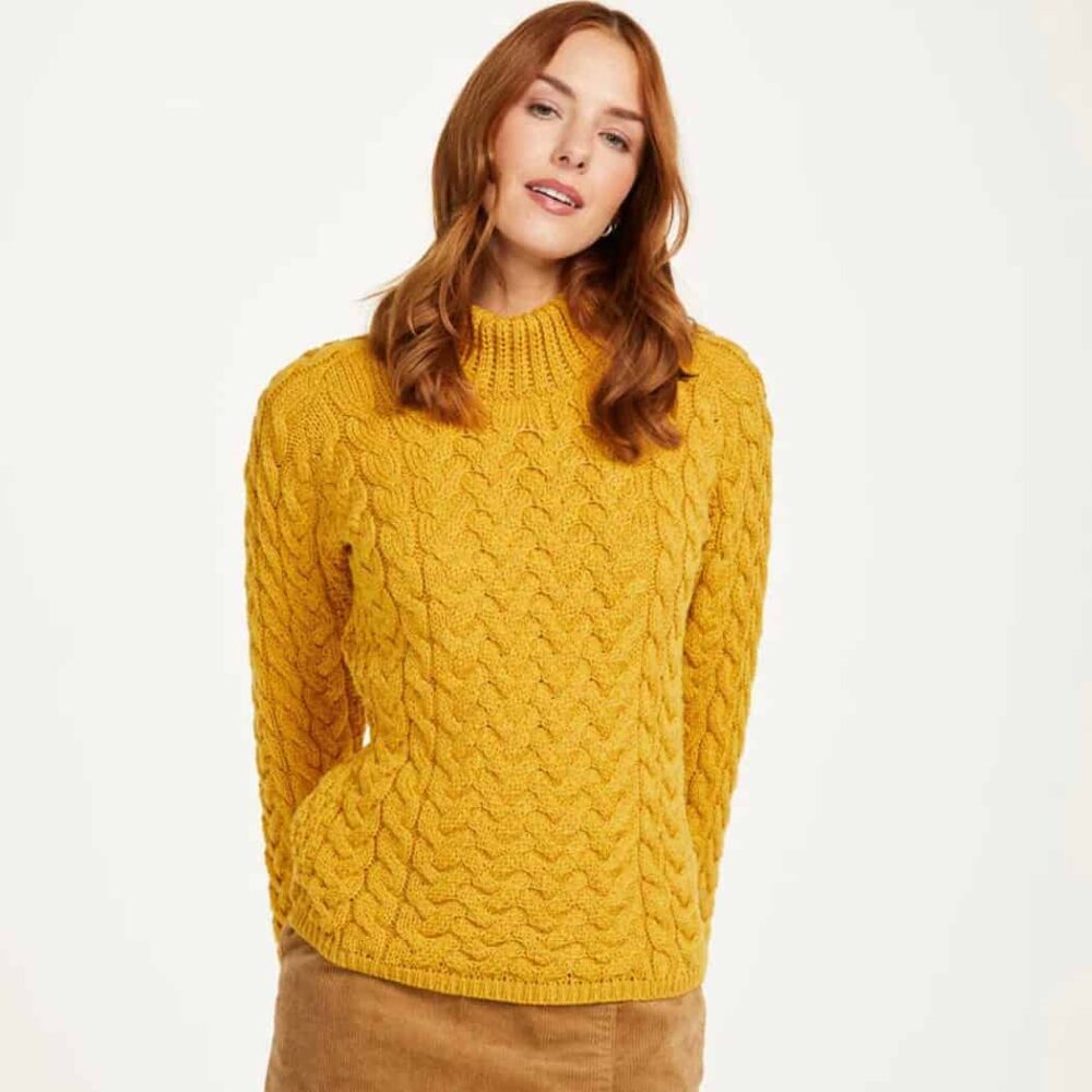 Ladies Crew Neck Soft Merino Sweater - Yellow