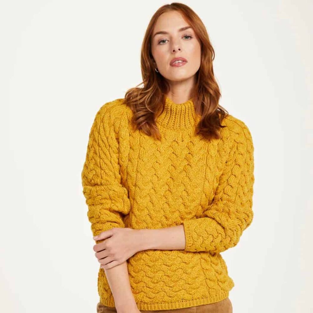 Ladies Crew Neck Soft Merino Sweater - Yellow
