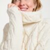 Super Soft Chunky Cable Cowl Neck Sweater - Natural - Image 6