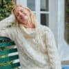 Super Soft Chunky Cable Cowl Neck Sweater - Natural