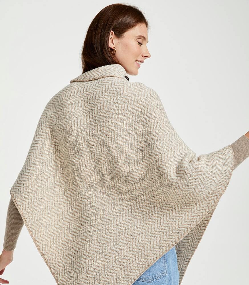 Women's Irish Wool Herringbone Poncho