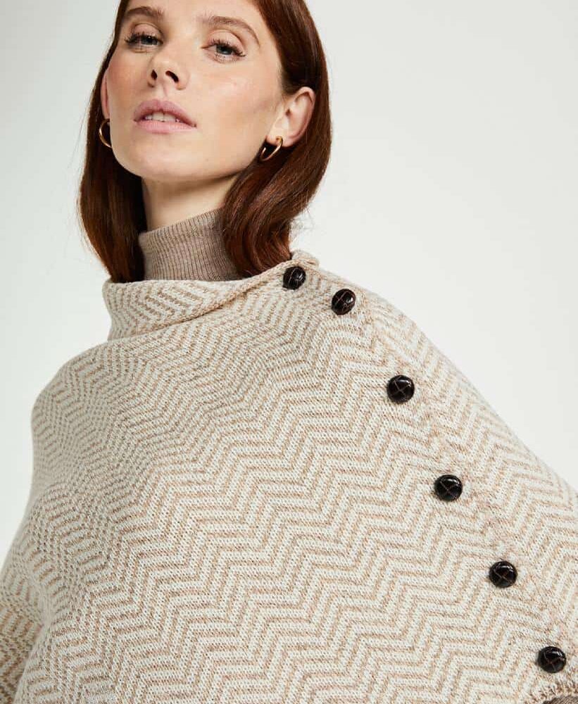 Women's Irish Wool Herringbone Poncho