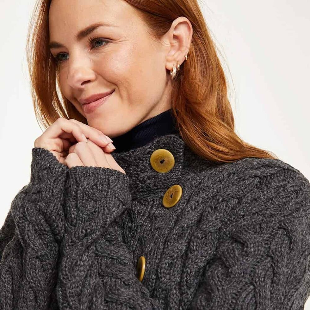 Three Button Sweater For Women - Gray