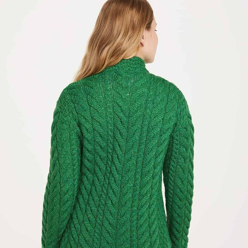 Three Button Sweater For Women - Kelly Green