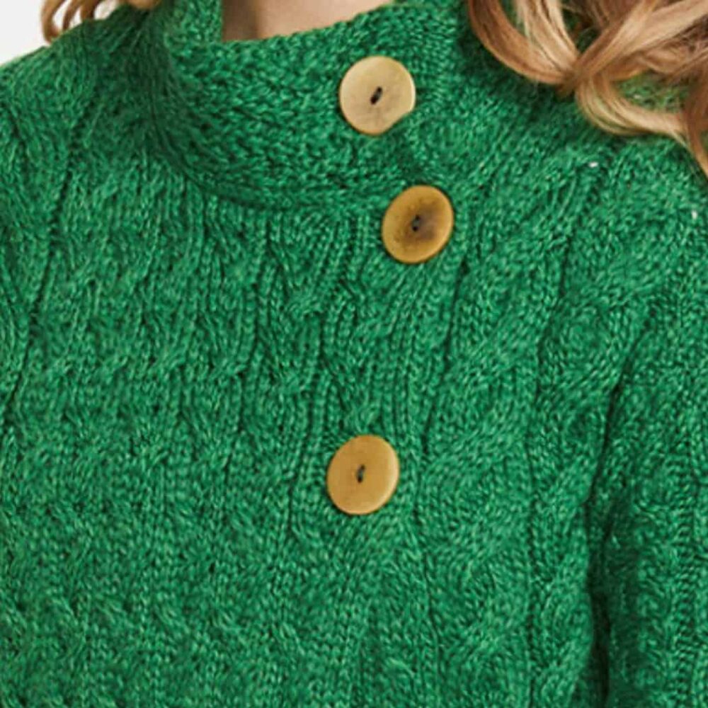 Three Button Sweater For Women - Kelly Green