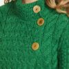Women's 3-Button Merino Wool Sweater - Kelly Green