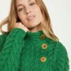 Women's 3-Button Merino Wool Sweater - Kelly Green
