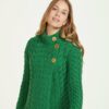 Women's 3-Button Merino Wool Sweater - Kelly Green