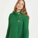 Women's 3-Button Merino Wool Sweater - Kelly Green