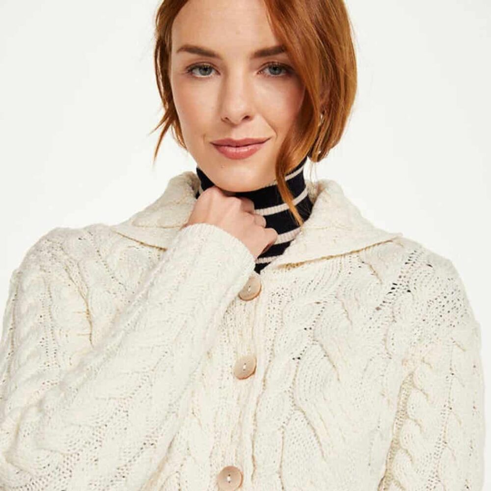 Women's Super Soft Irish Wool Cardigan - Natural
