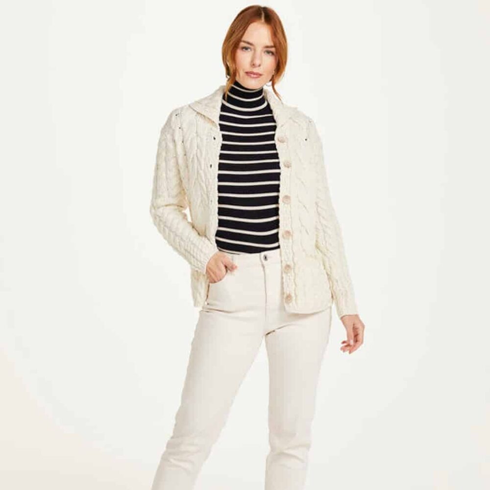 Women's Super Soft Irish Wool Cardigan - Natural