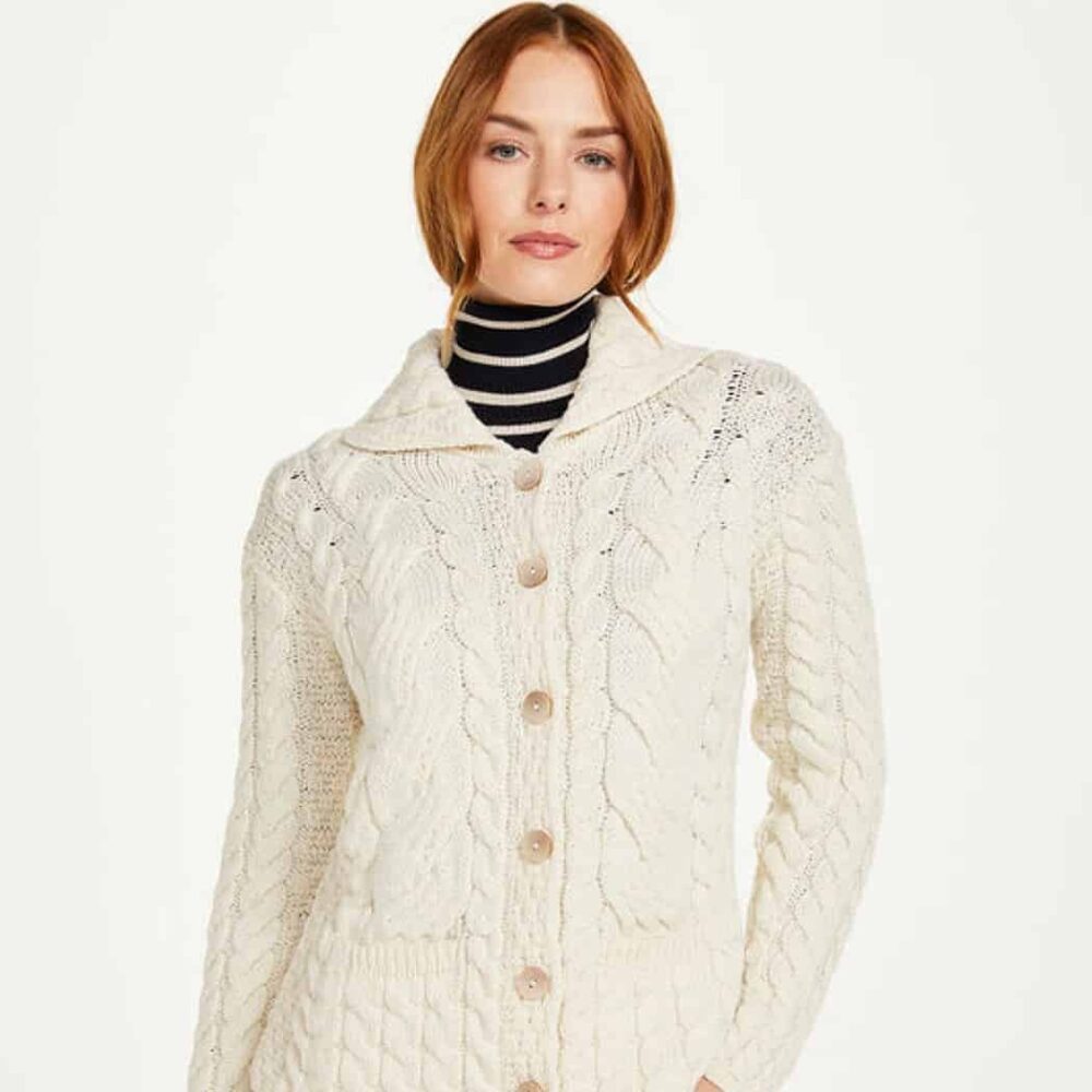 Women's Super Soft Irish Wool Cardigan - Natural