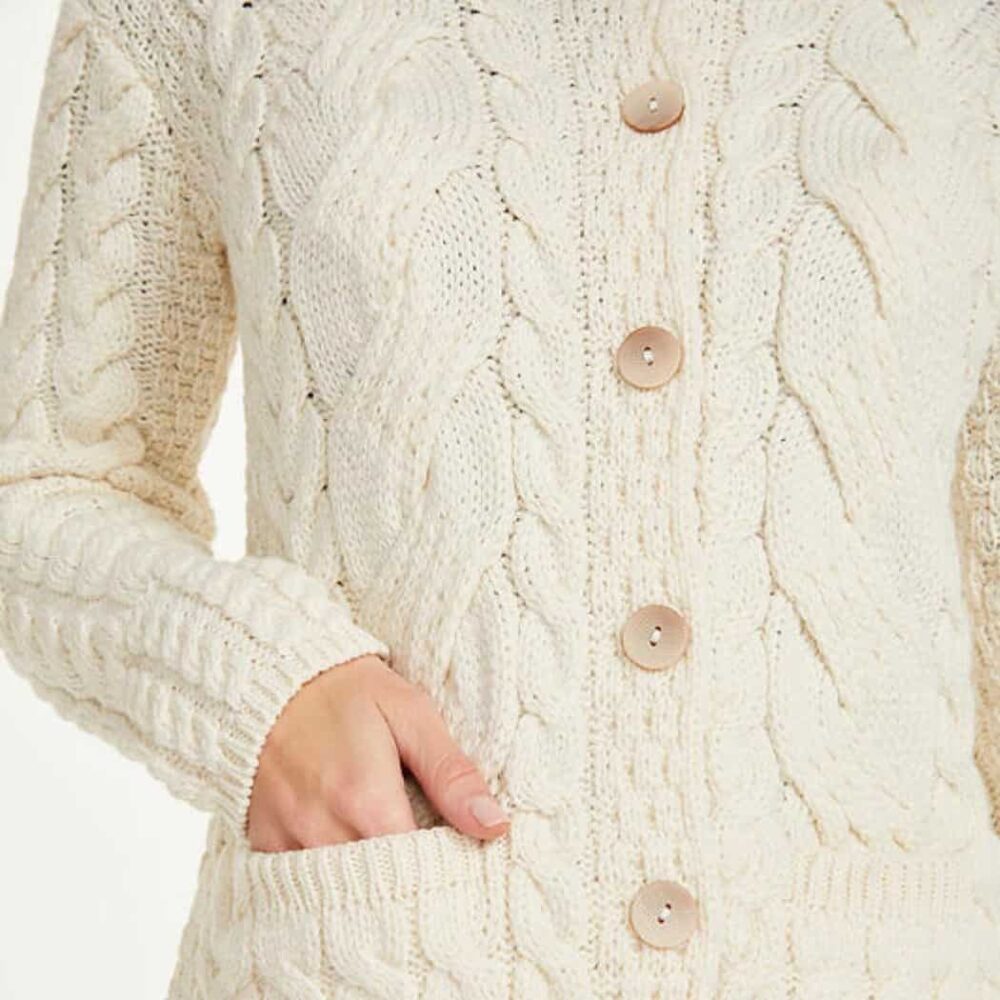 Women's Super Soft Irish Wool Cardigan - Natural
