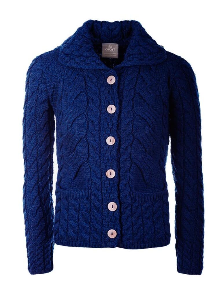 button cardigan sweater, deep blue
