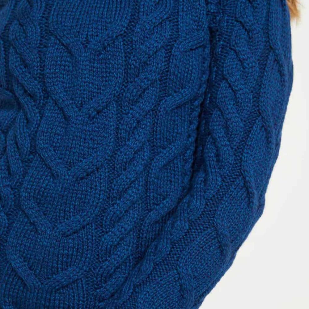 Irish Wool Raglan Sweater For Women - Blue