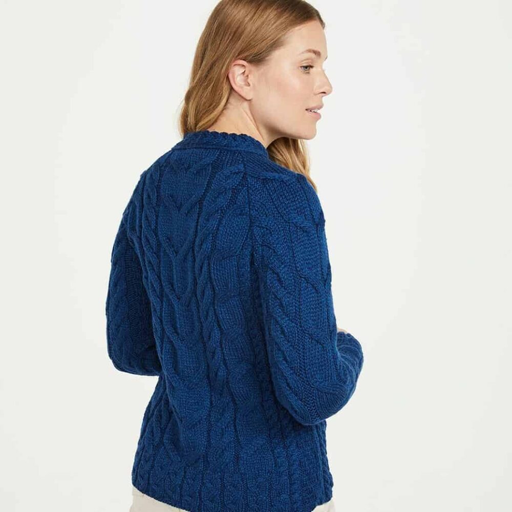 Irish Wool Raglan Sweater For Women - Blue