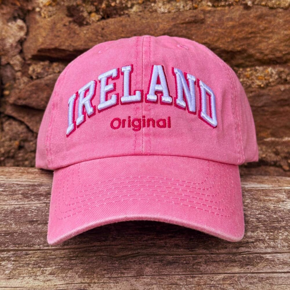 Irish Baseball Cap Pink with Pink Text