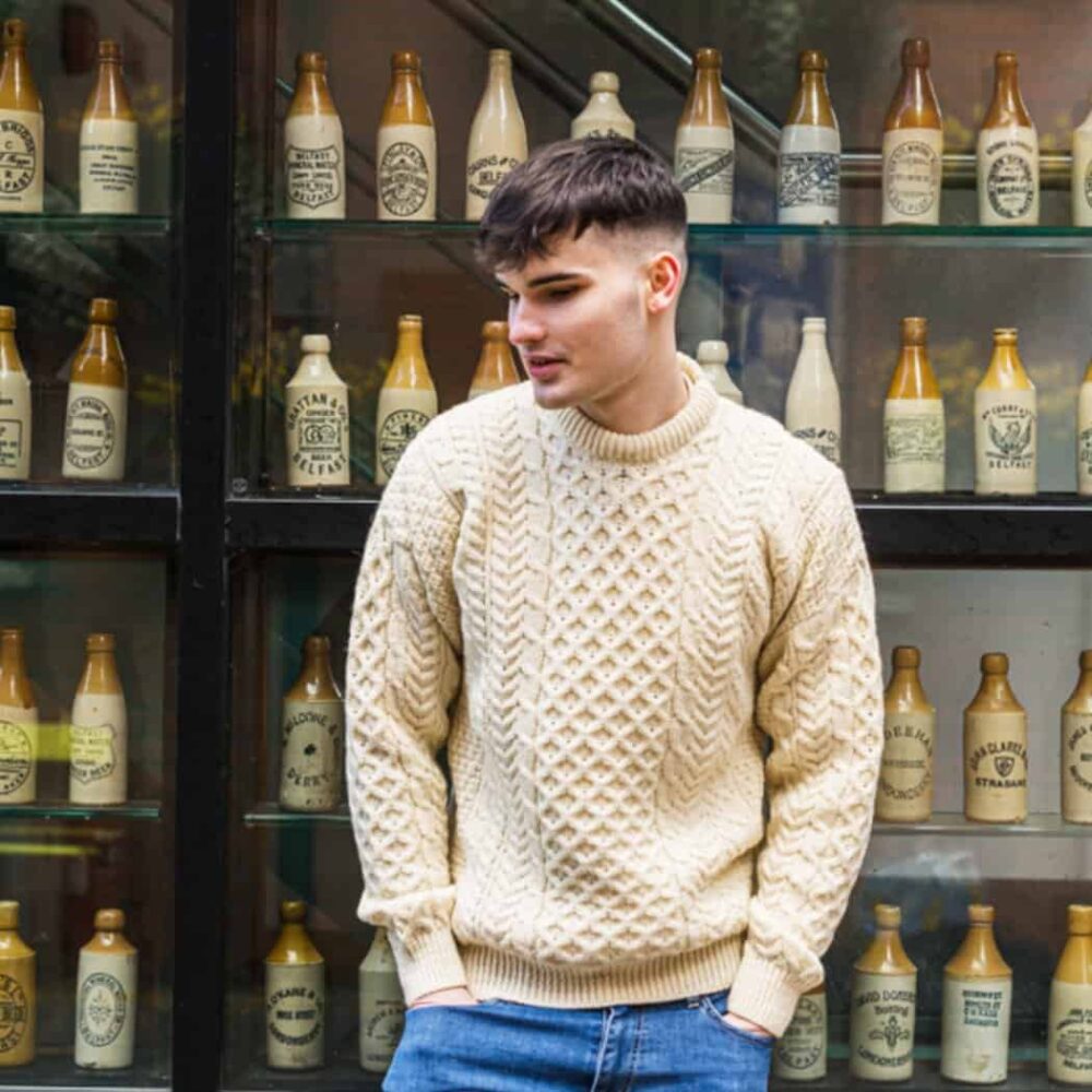 Classic Irish Wool Sweater - natural