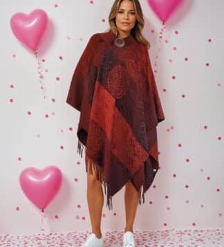 Calzeat Celtic Ruana for Women. Valentine's Day Red