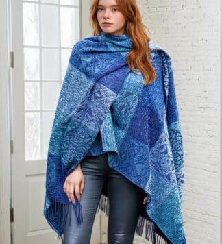 Blue Ruana - Celtic Knotwork Wrap Design.