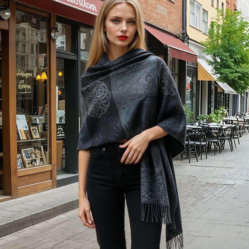Celtic Knot Wrap for Women - Slate Gray.