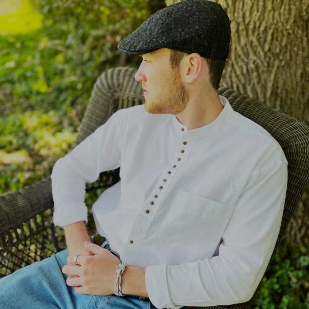 Irish Linen Grandfather Shirt - White | Super Soft
