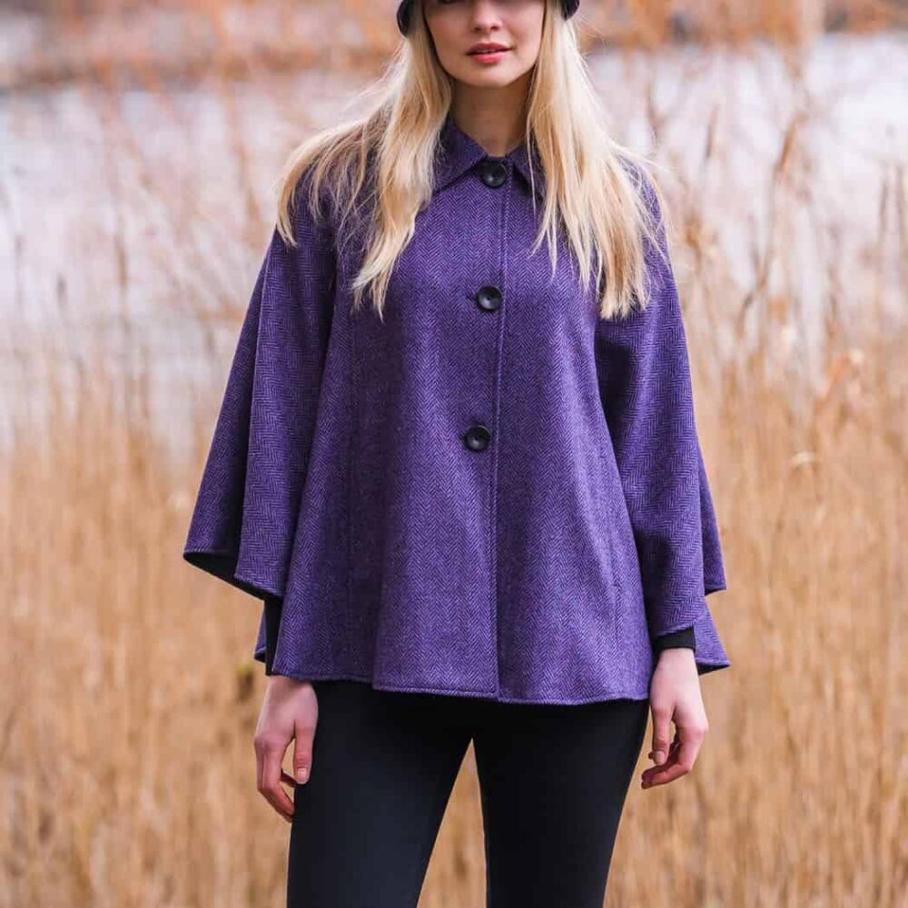 Ladies Tweed Cape - Purple