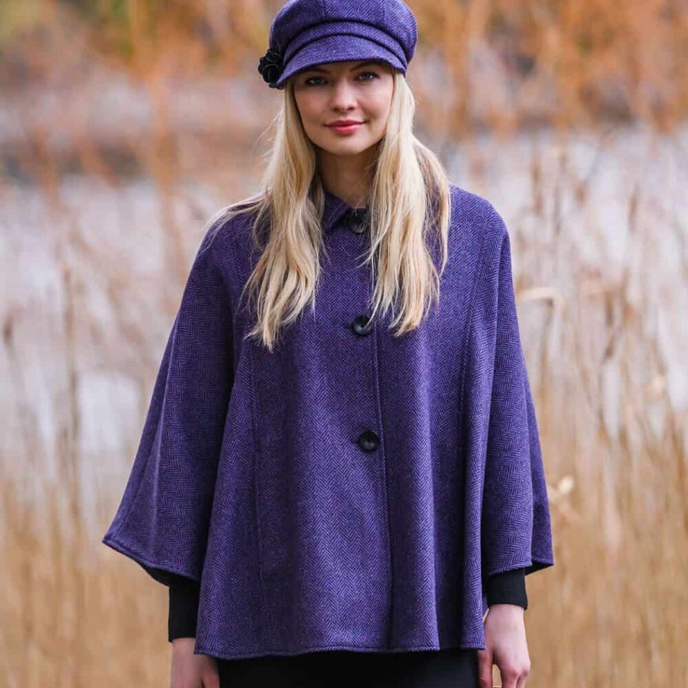 Ladies Tweed Cape - Purple