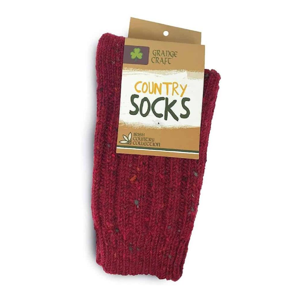 Irish Country Men's Wool Socks - Red