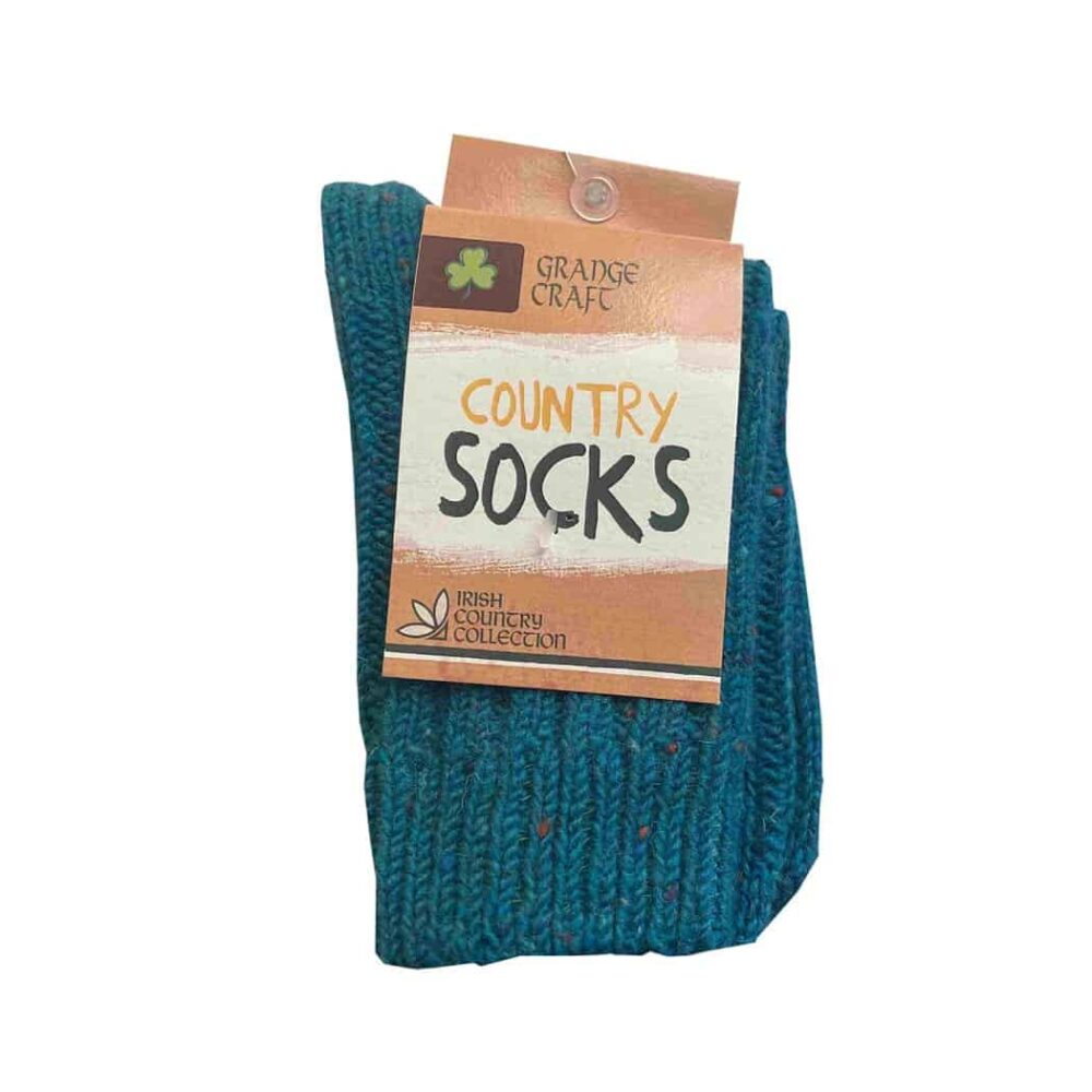 Irish Country Men's Wool Socks - Turquoise Blue