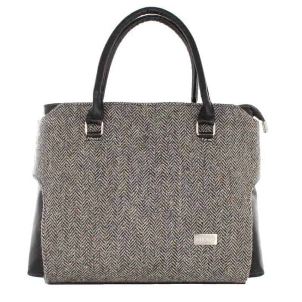 Irish Tweed Emily Handbag - Gray Herringbone