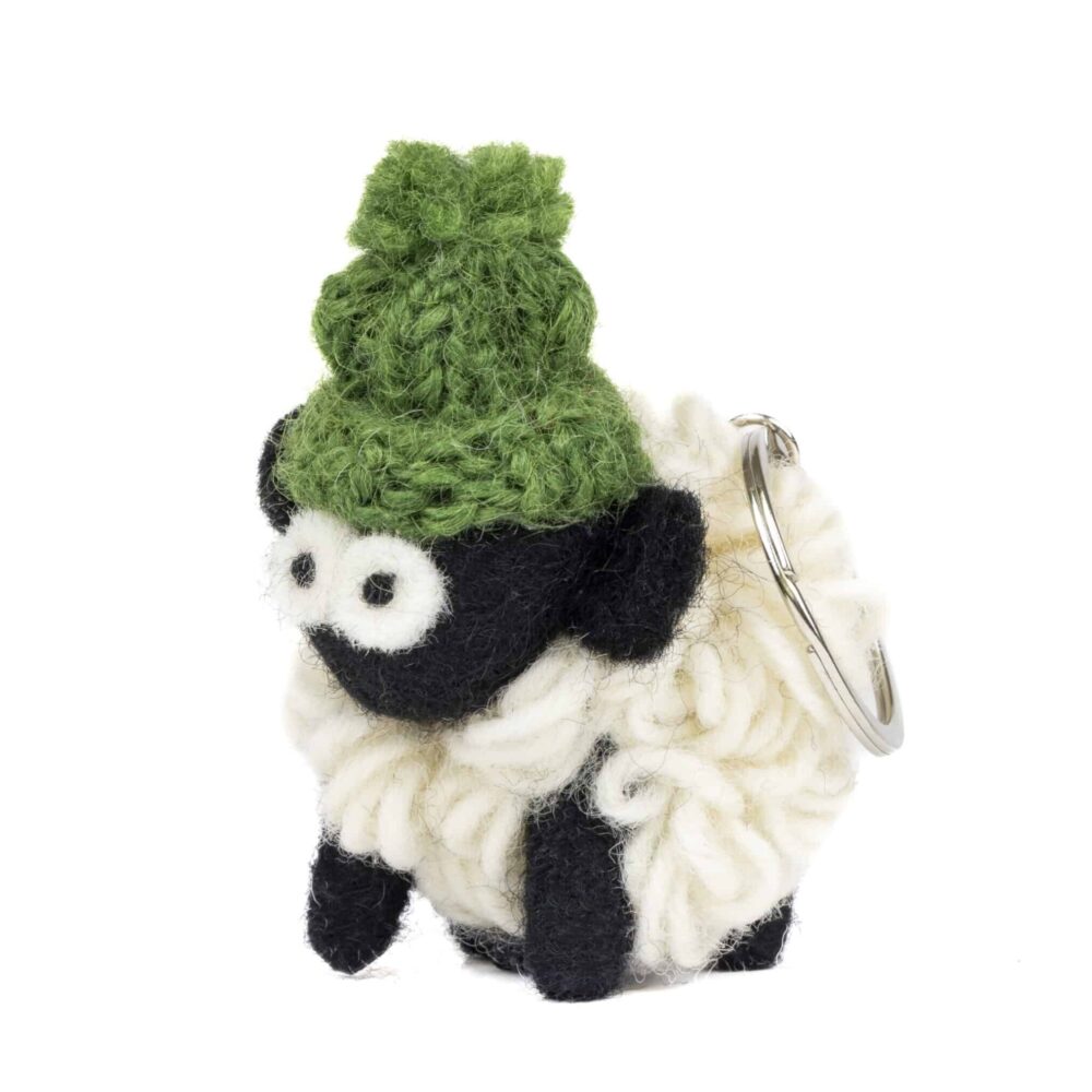Mountain Sheep Key Chain - Green Bobble Beanie